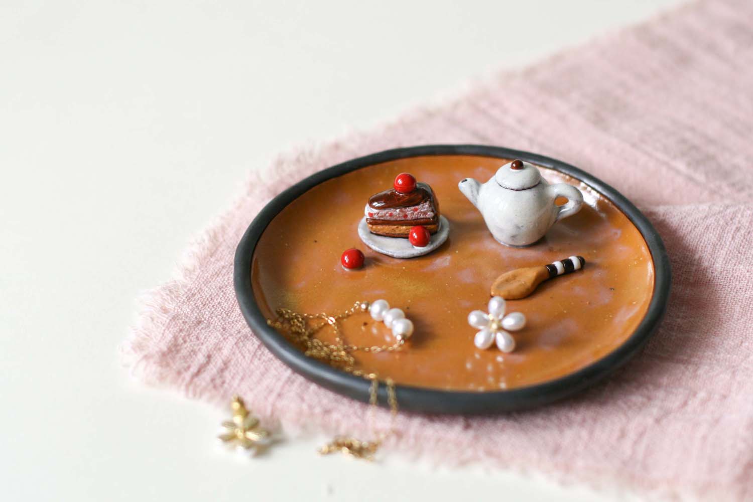 Small Plate with a Teapot and Cakes - Image 11